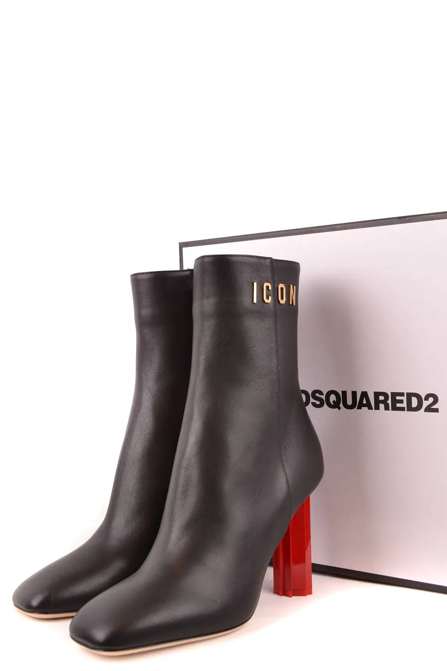 Dsquared2 Black Leather Ankle Boots