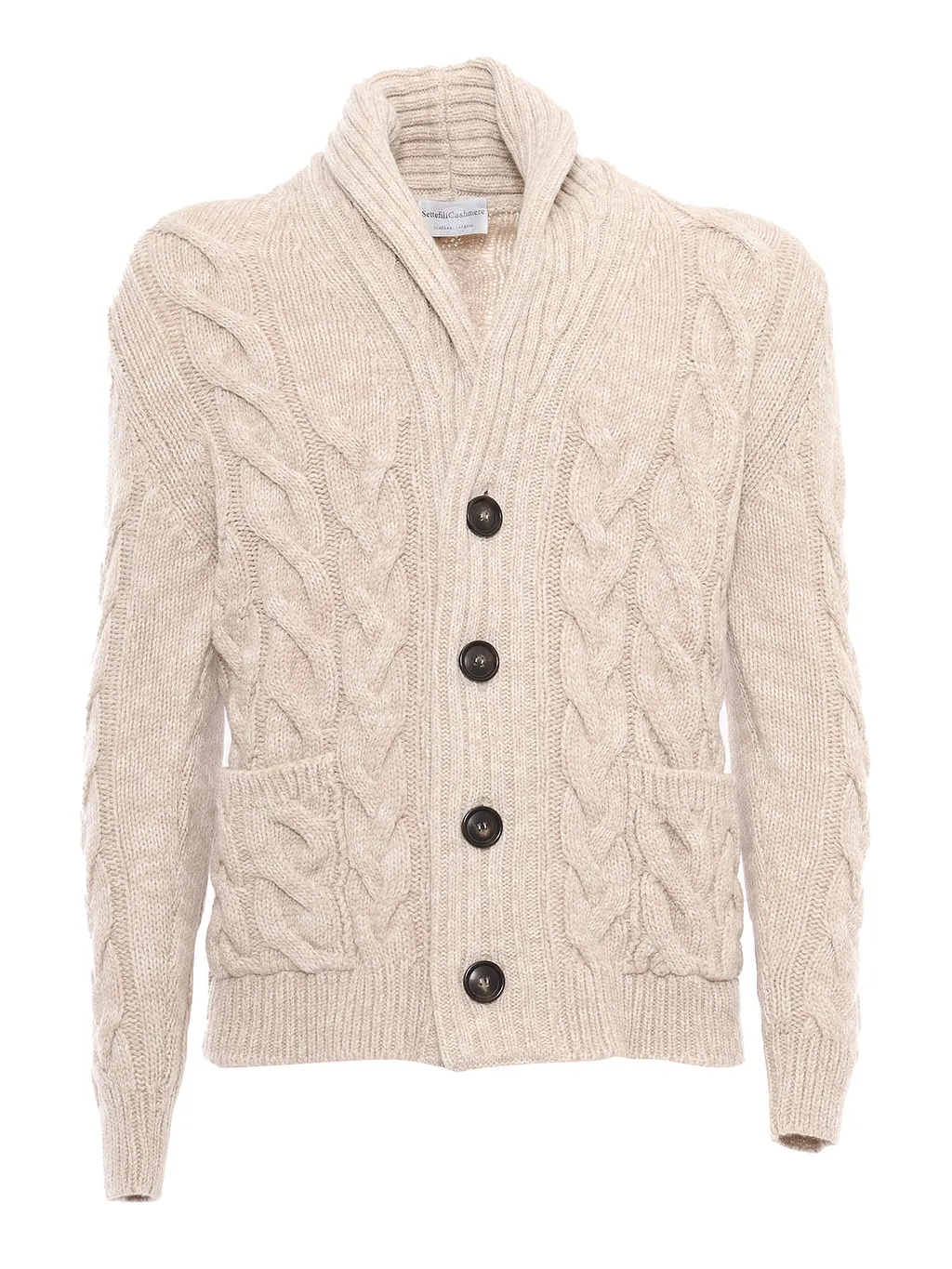 Sette Fili Cashmere Cardigan Treccia Mista Collo Sciallato