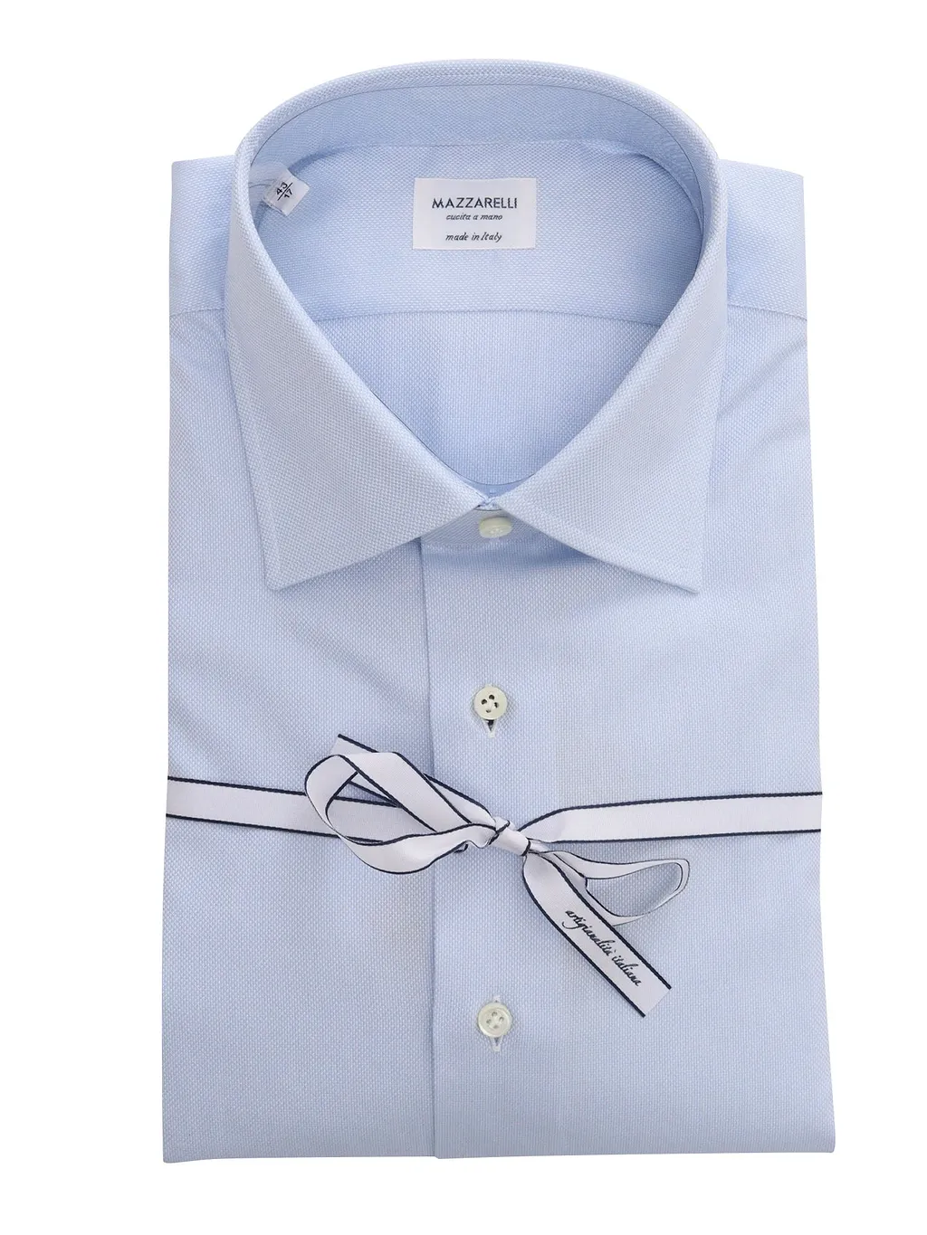 Mazzarelli Camicie Celeste Bianco Slim Fit Shirt