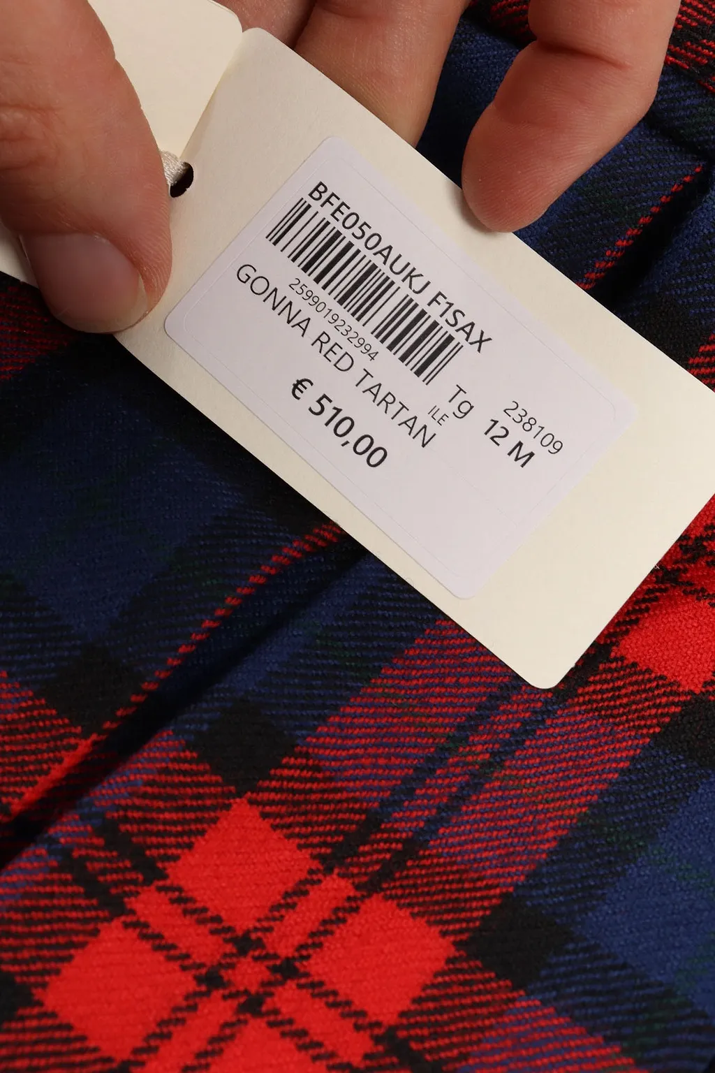 Fendi Jr Gonna Red Tartan
