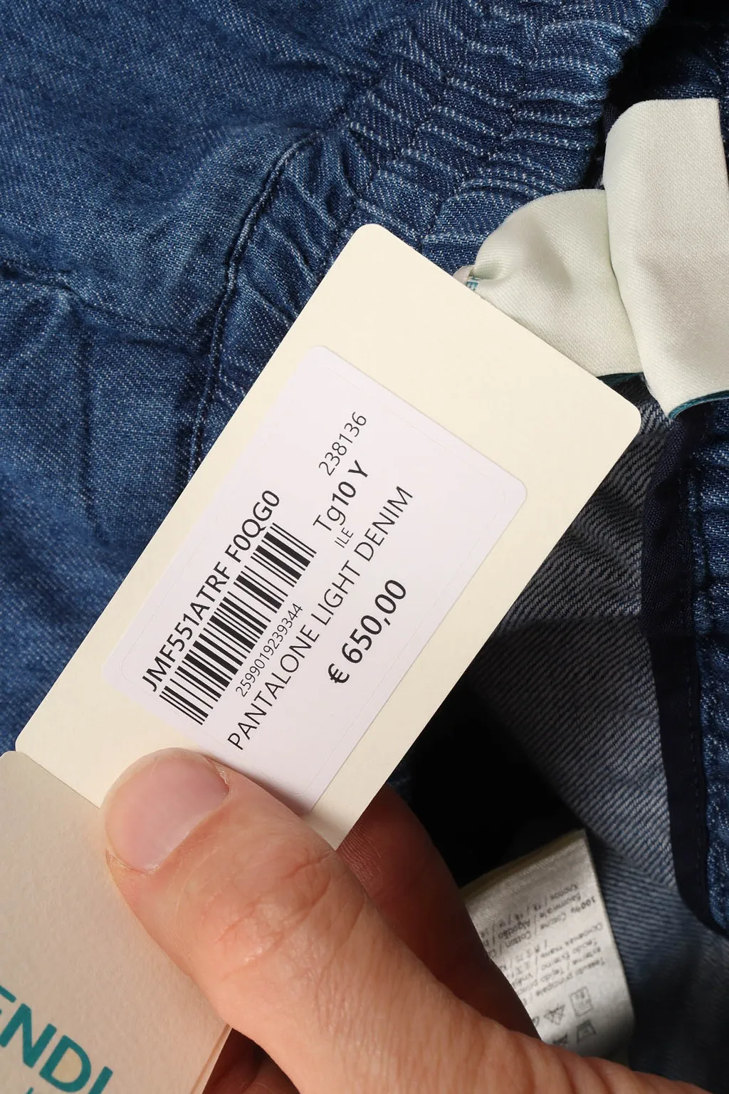 Fendi Jr Pantalone Light Denim
