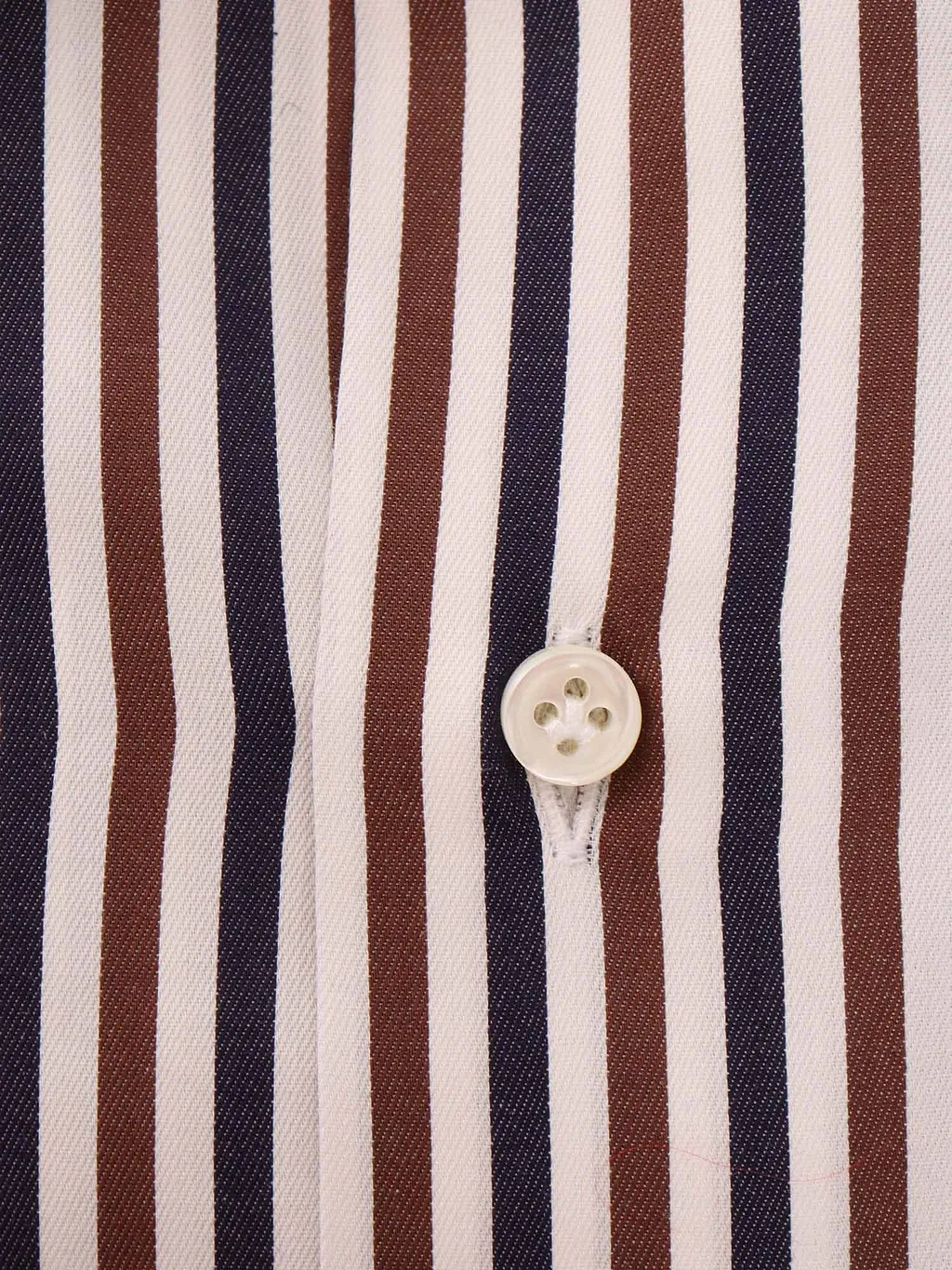 Mazzarelli Camicie Cotton Striped Shirt Brown, Blue And White Slim Fit