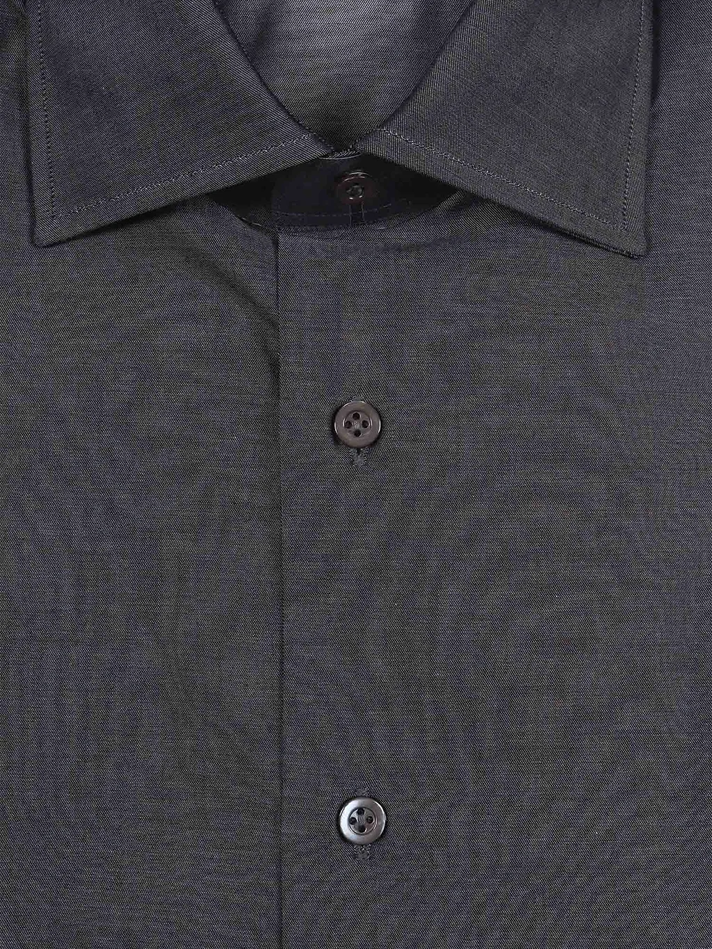 Mazzarelli Camicie Gray Twill Slim Fit Shirt