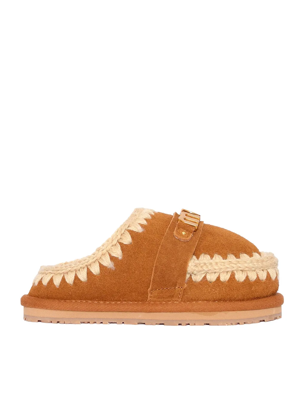 Mou Kids Slipper Suede Letter Logo