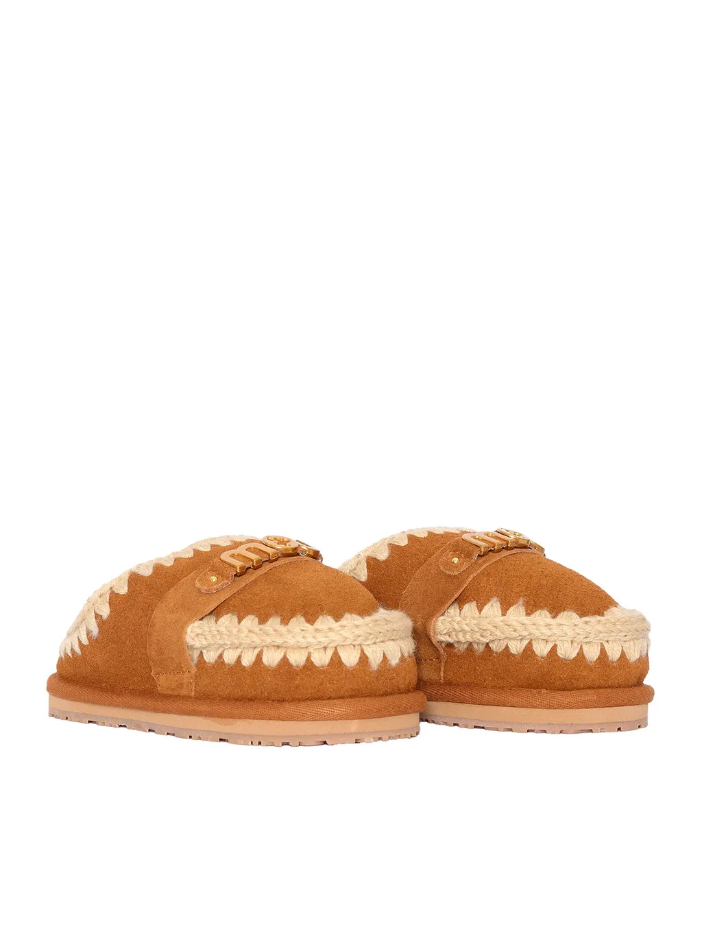 Mou Kids Slipper Suede Letter Logo