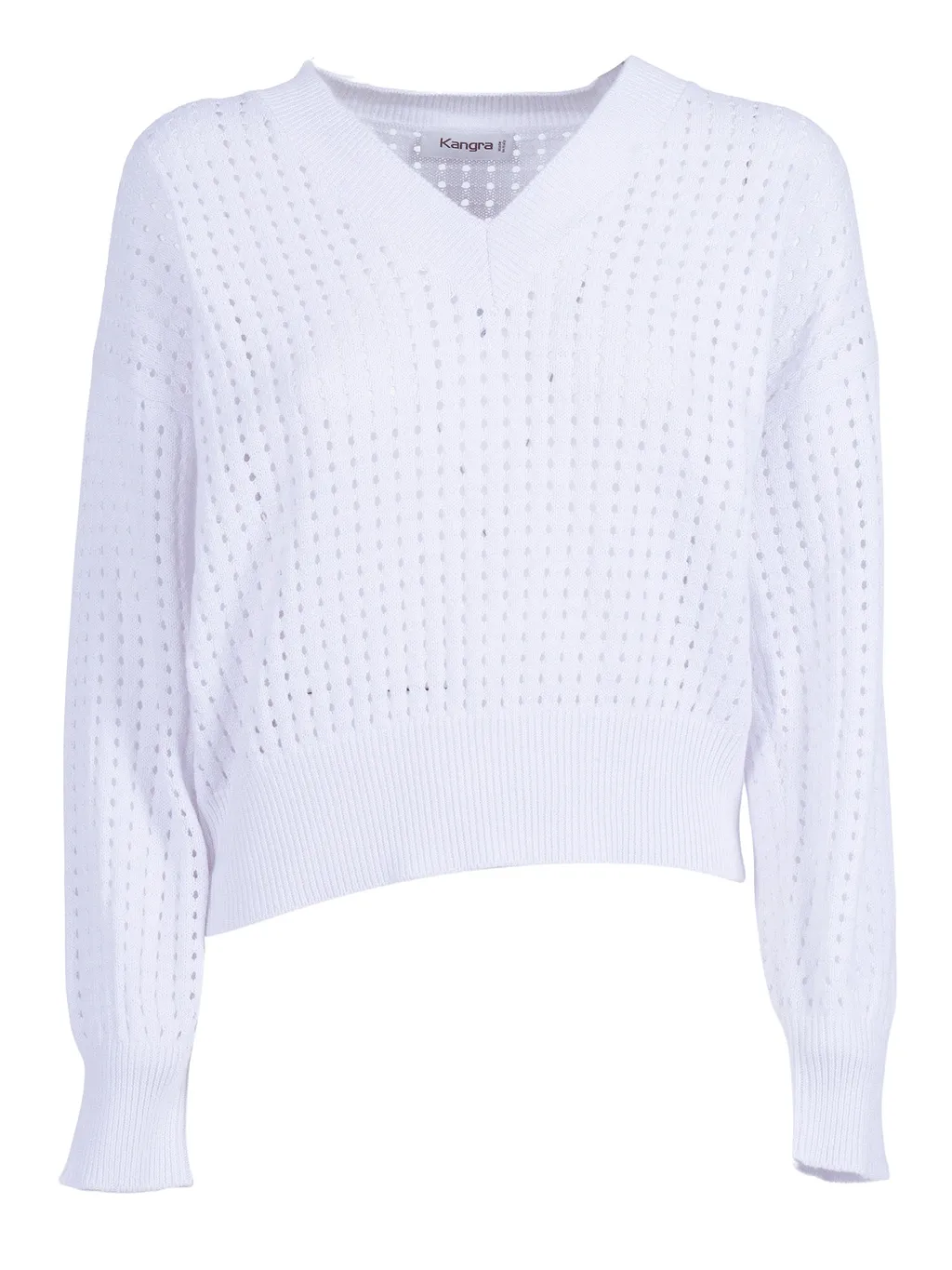 Kangra Cashmere Pullover A Rete Manica Lunga
