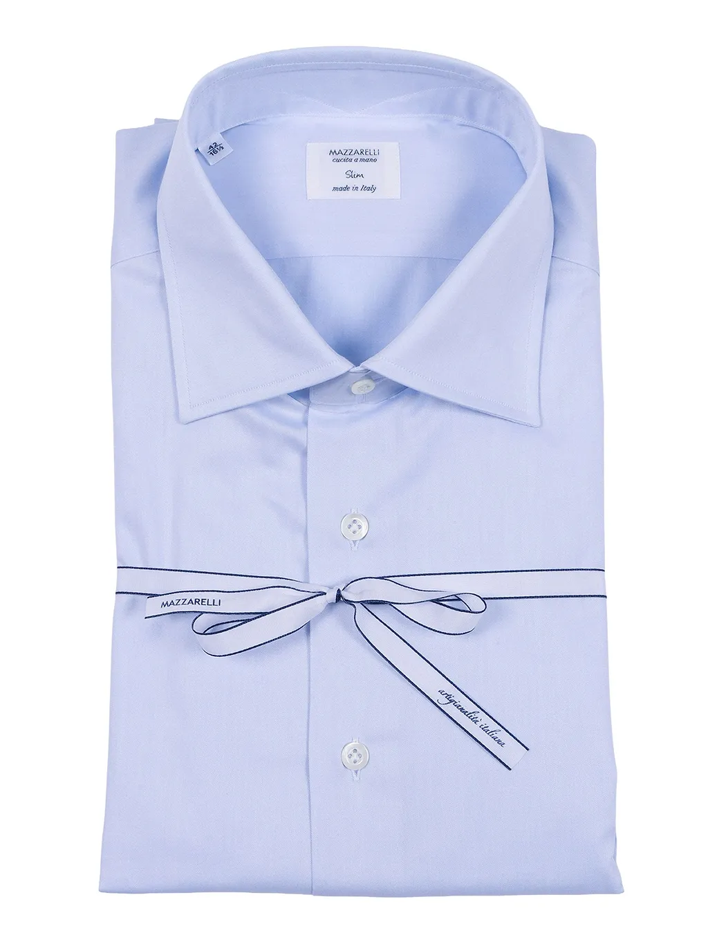 Mazzarelli Camicie Camicia In Cotone Celeste Slim Fit