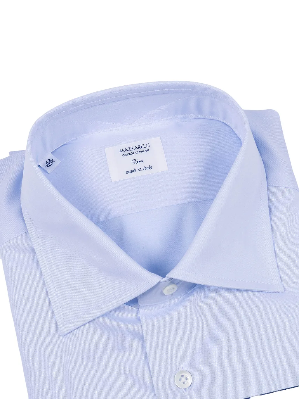 Mazzarelli Camicie Camicia In Cotone Celeste Slim Fit