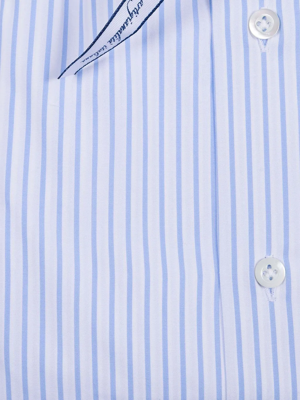Mazzarelli Camicie Camicia In Cotone A Righe Celeste E Bianco Slim Fit