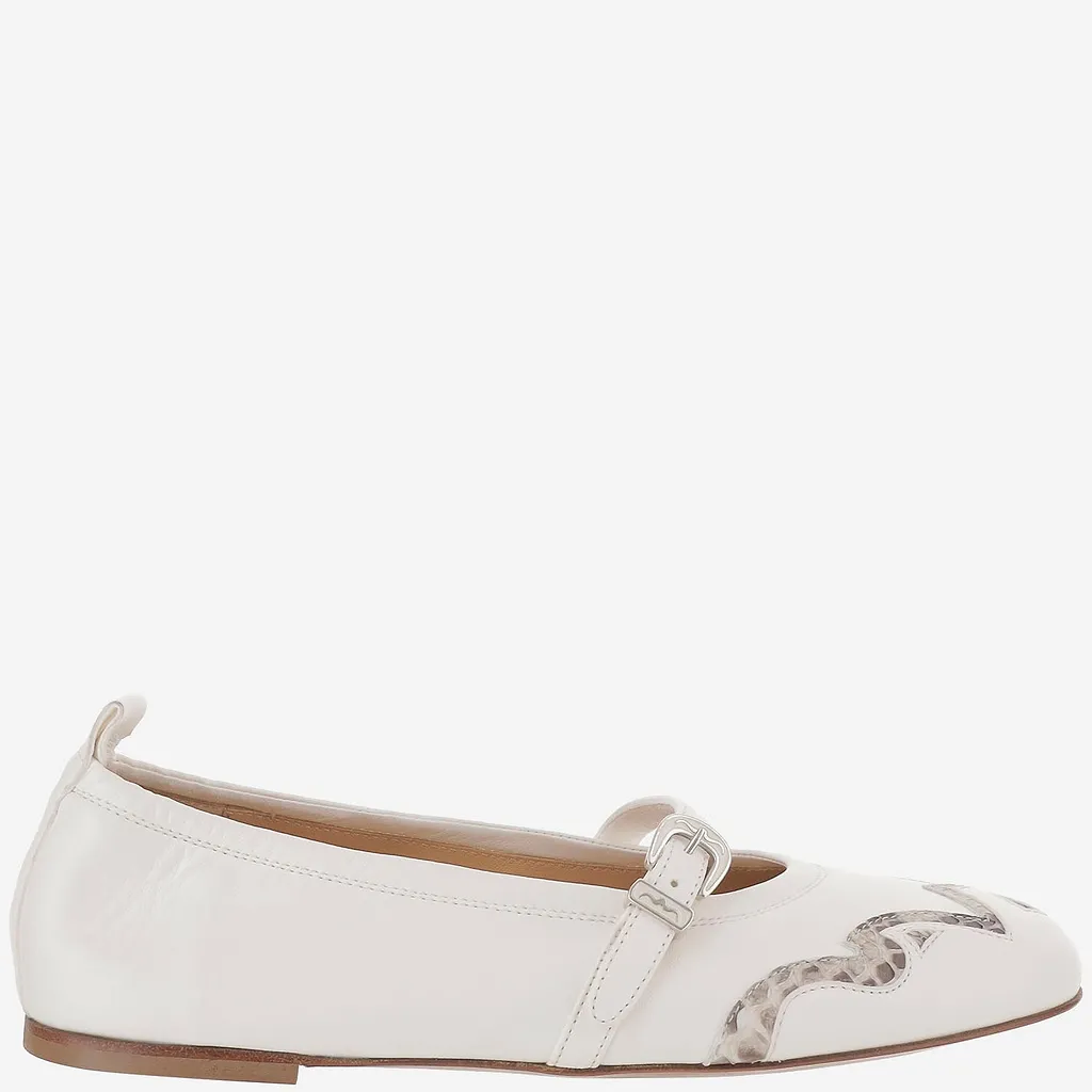 Sartore Leather And Python Balerinas
