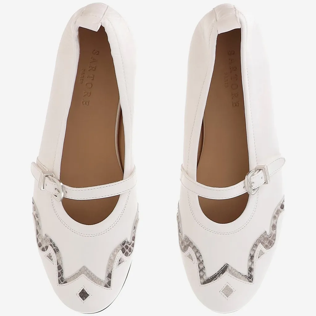 Sartore Leather And Python Balerinas