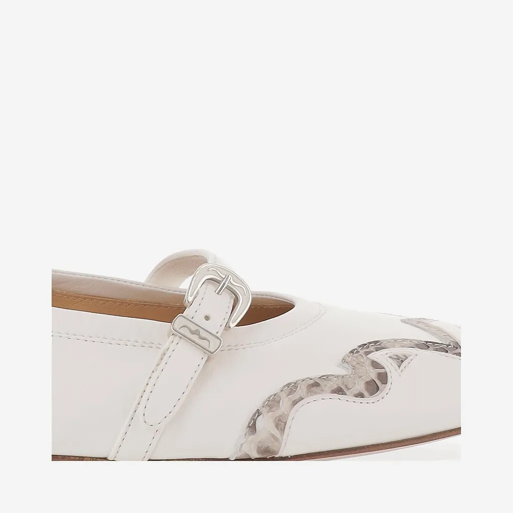 Sartore Leather And Python Balerinas