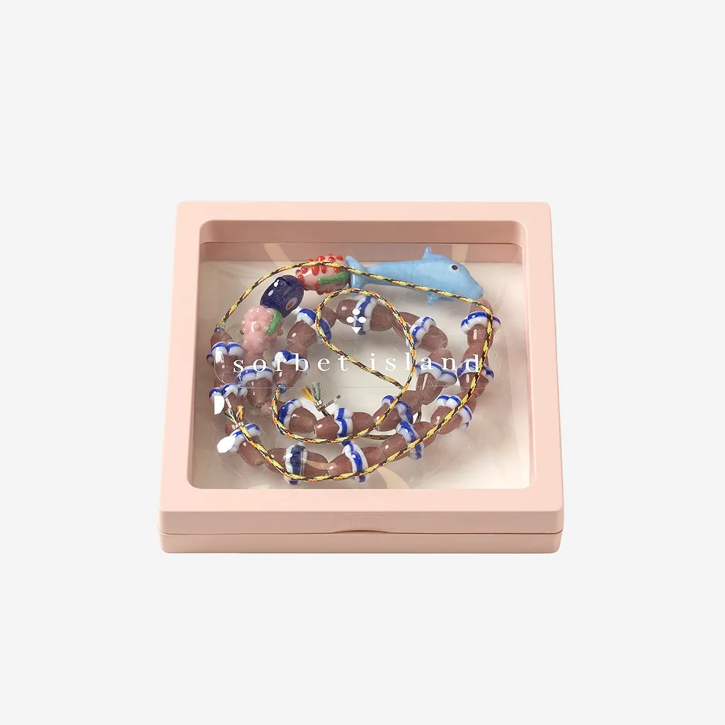 Sorbet Island Necklace With Dolphins And Glass Beads