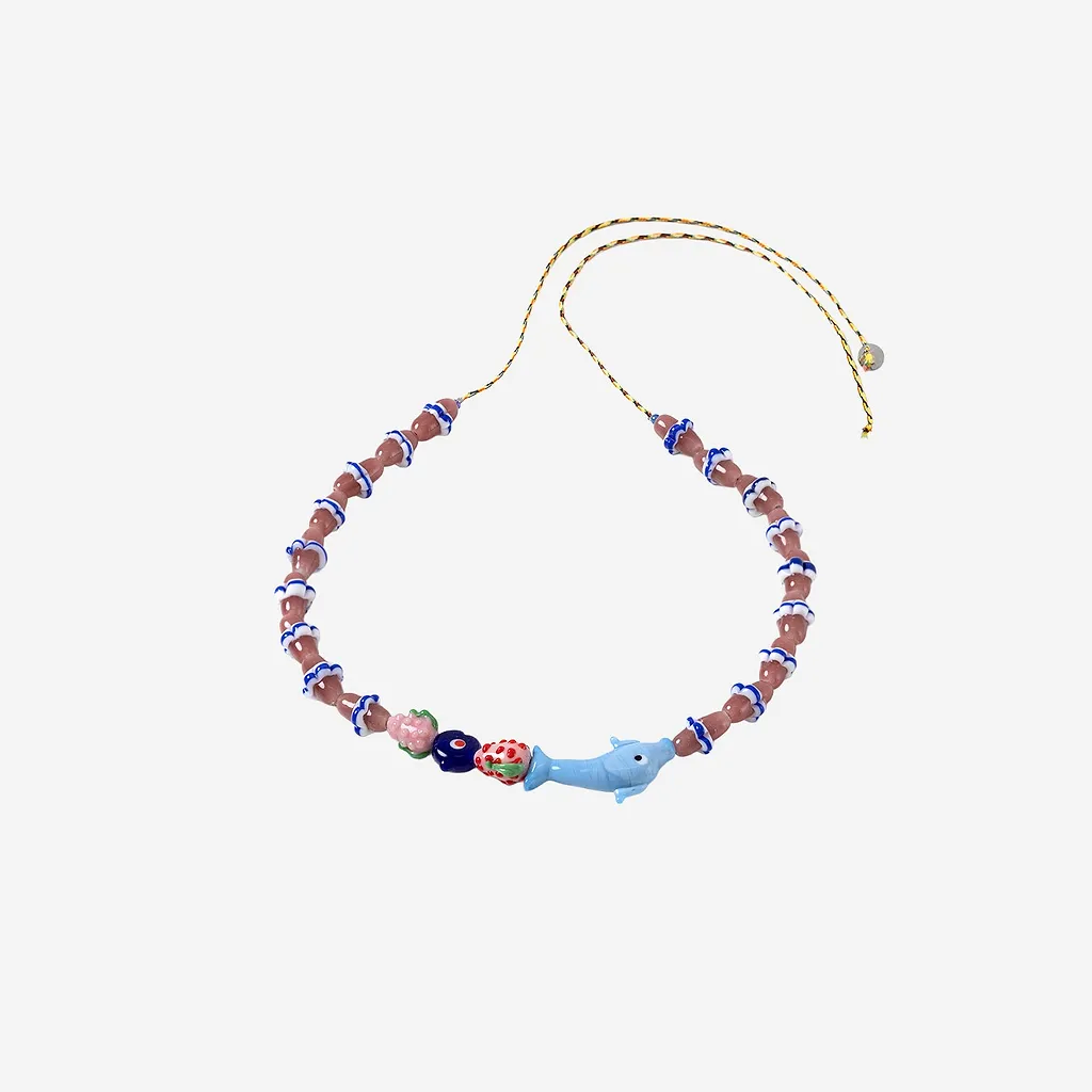 Sorbet Island Necklace With Dolphins And Glass Beads