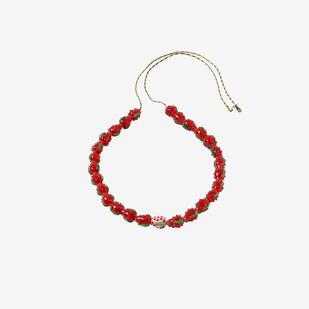 Sorbet Island Necklace With Strawberry Shaped Glass Beads
