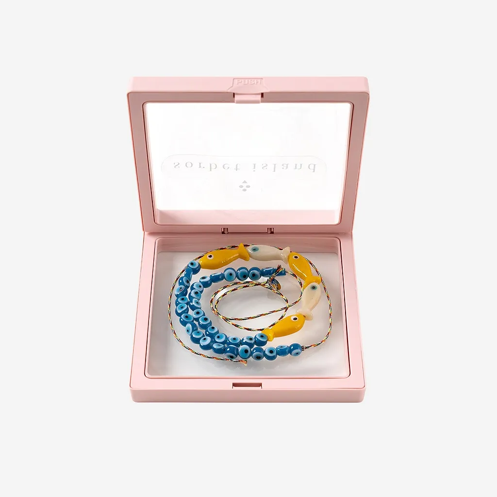 Sorbet Island Fabric And Glass Bead Necklace