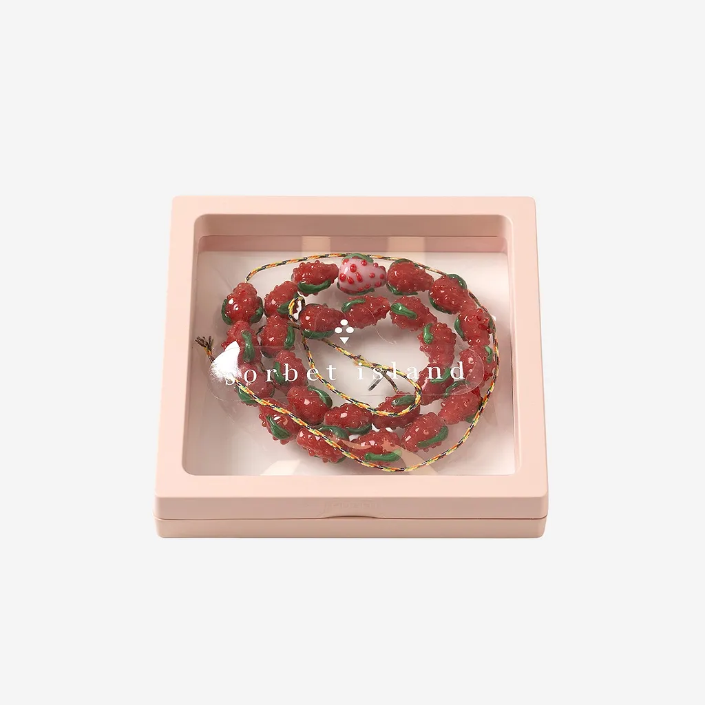 Sorbet Island Necklace With Strawberry Shaped Glass Beads