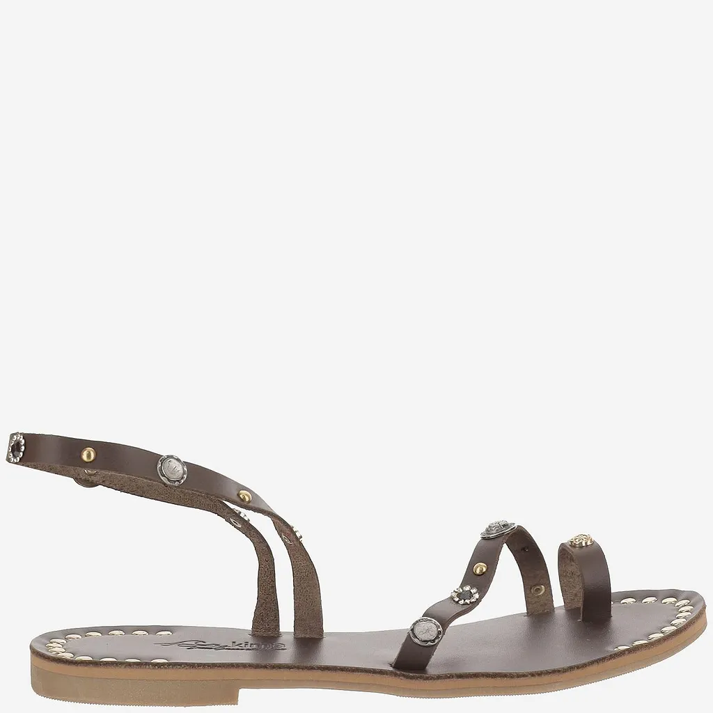 Kima Leather Sandal With Embellishments
