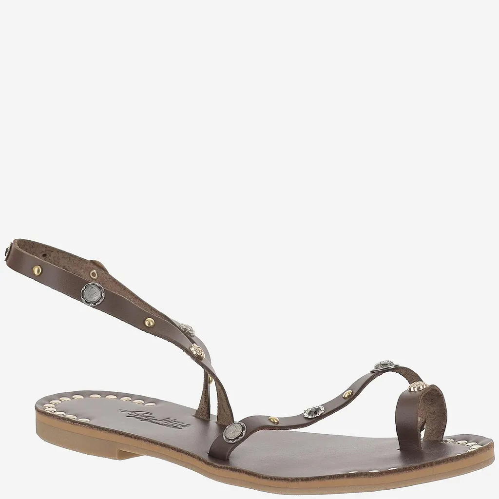 Kima Leather Sandal With Embellishments