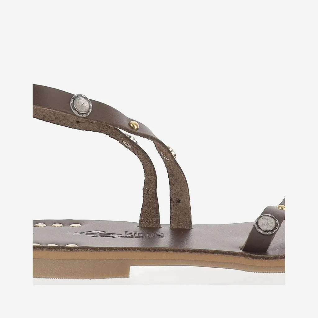Kima Leather Sandal With Embellishments