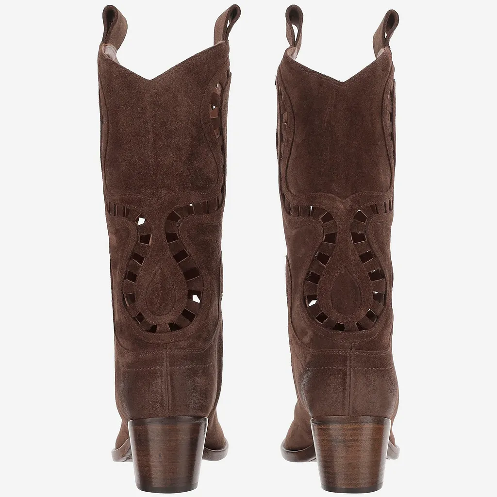 Sartore Suede Boots With Cut Out Details