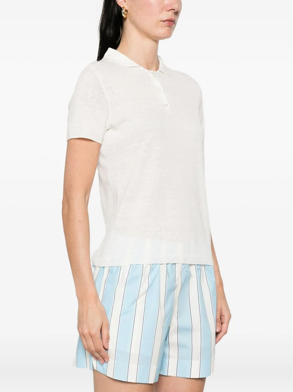 Base Linen And Cotton Blend Polo Shirt