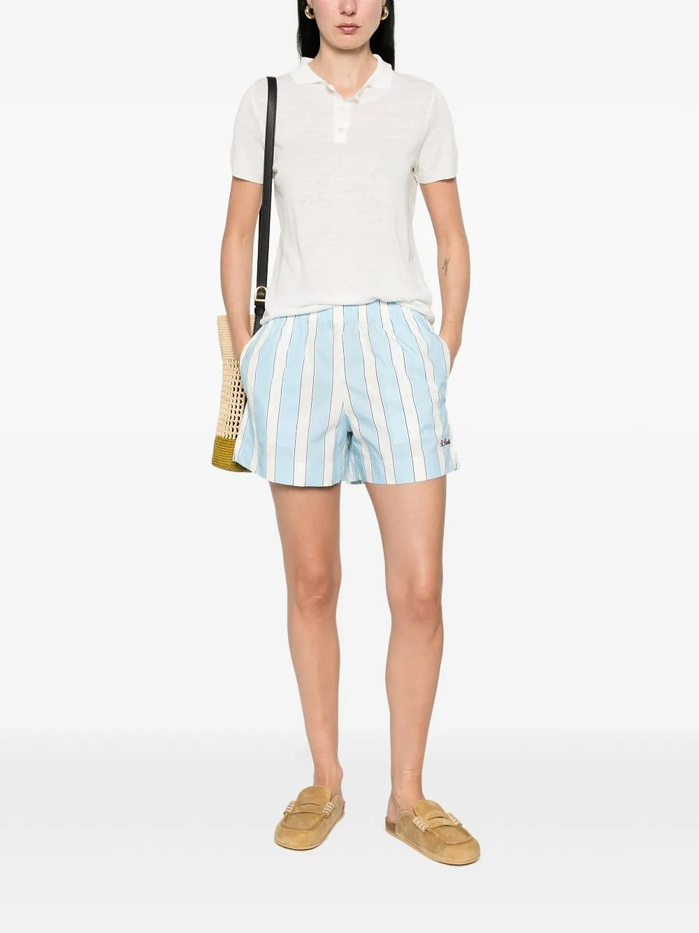 Base Linen And Cotton Blend Polo Shirt