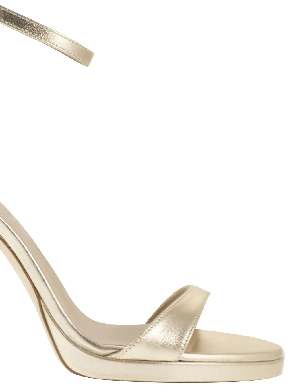 Stuart Weitzman Metallic Leather Platform Sandals With Stiletto Heel