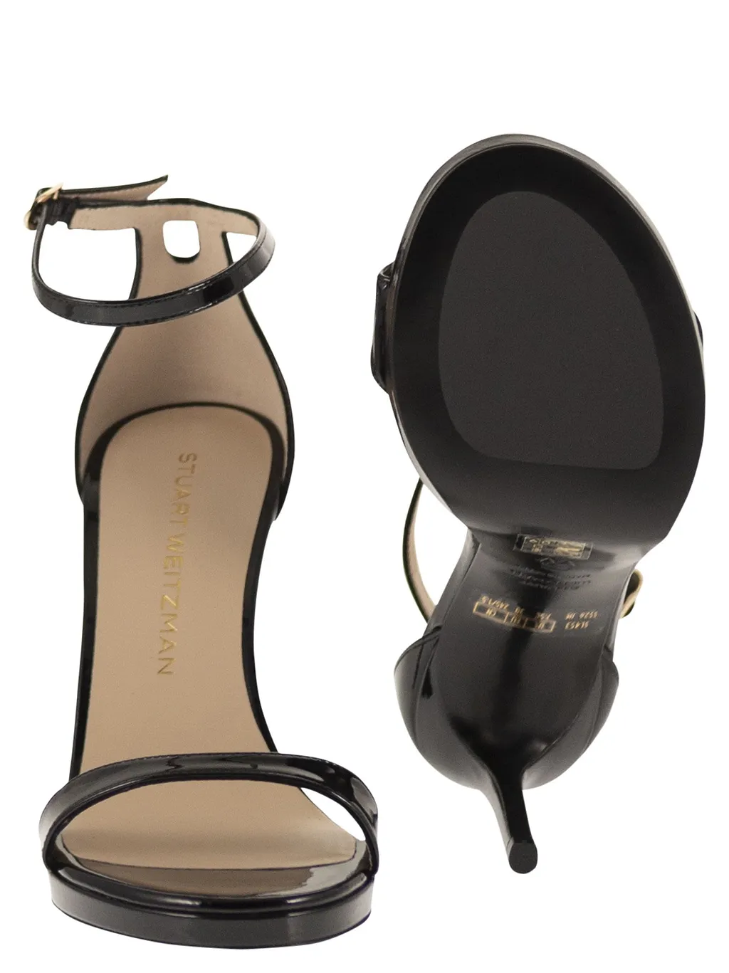 Stuart Weitzman Shiny Leather Platform Sandals With Stiletto Heel