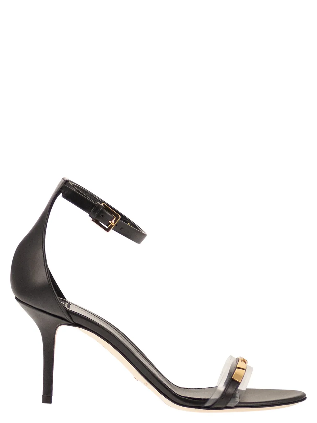 Elisabetta Franchi High Heel Sandals With Transparent Strap And Logo Detail
