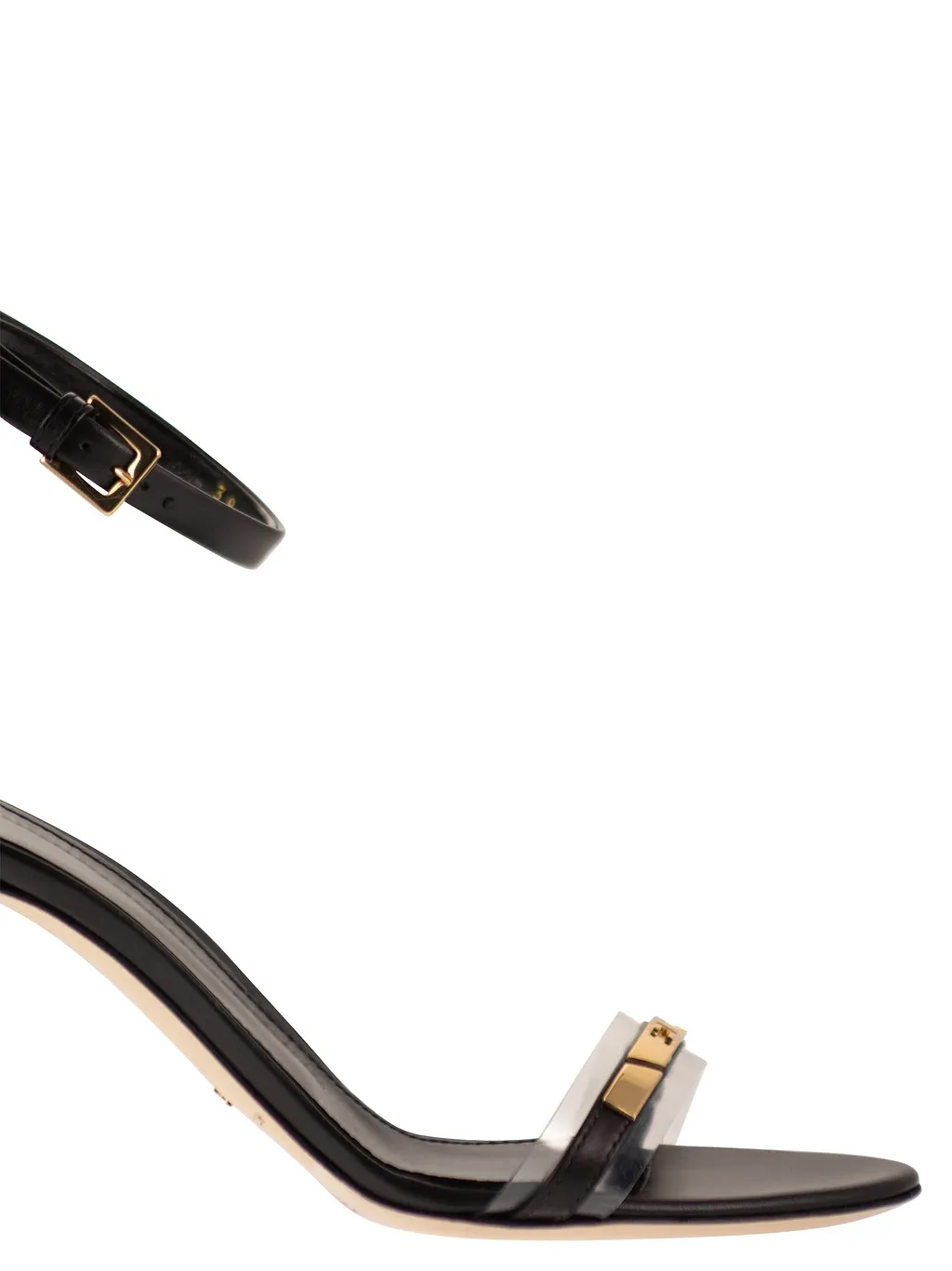 Elisabetta Franchi High Heel Sandals With Transparent Strap And Logo Detail