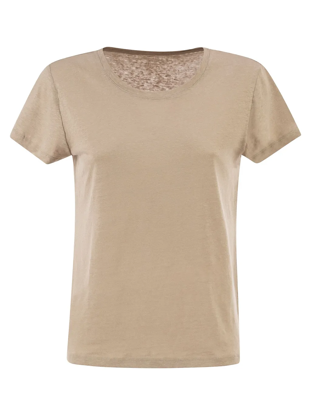 Majestic Stretch Linen T Shirt With Round Neckline