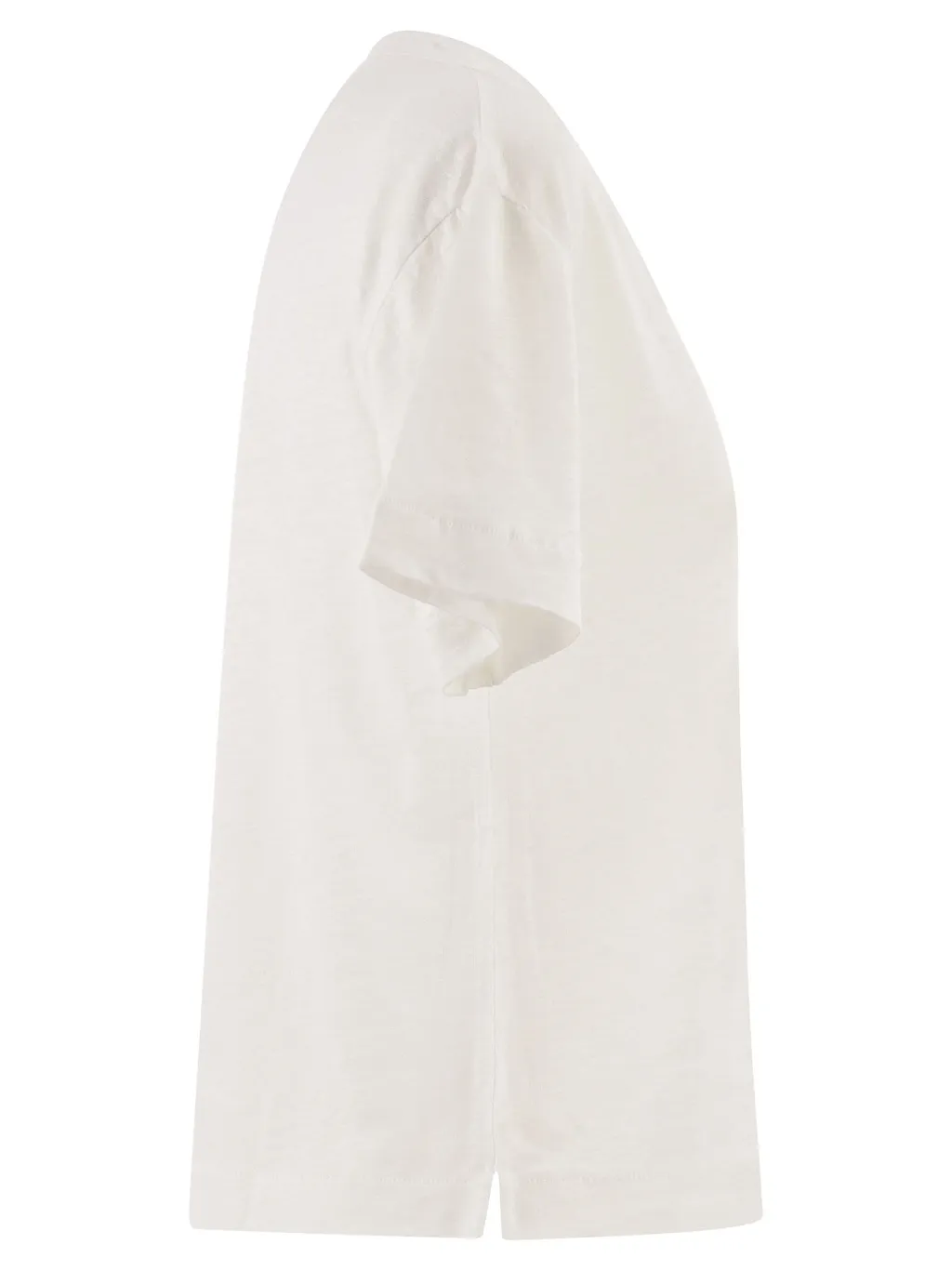 Majestic Stretch Linen T Shirt With V Neck