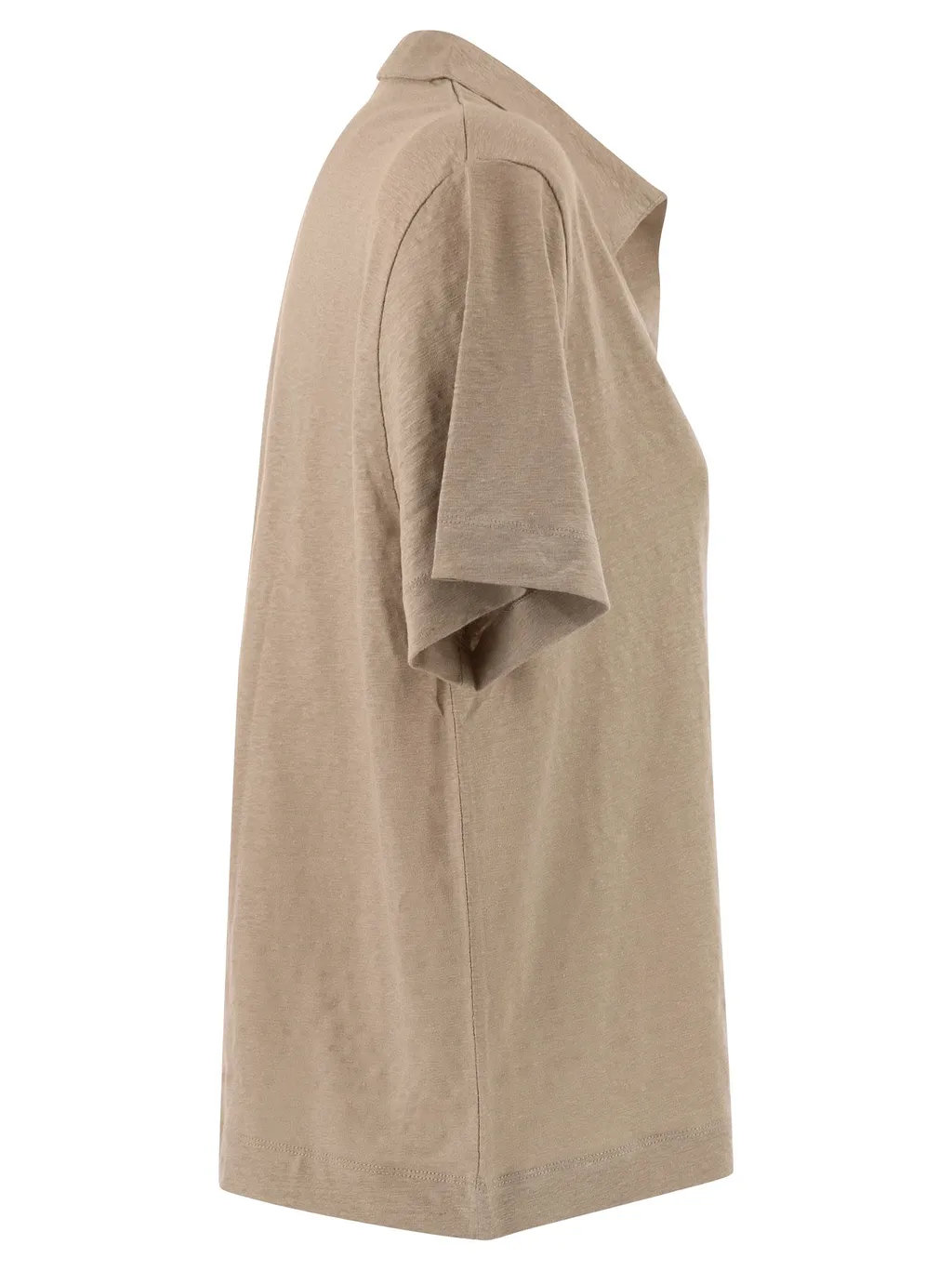 Majestic Cropped Linen Stretch Polo With V Neck