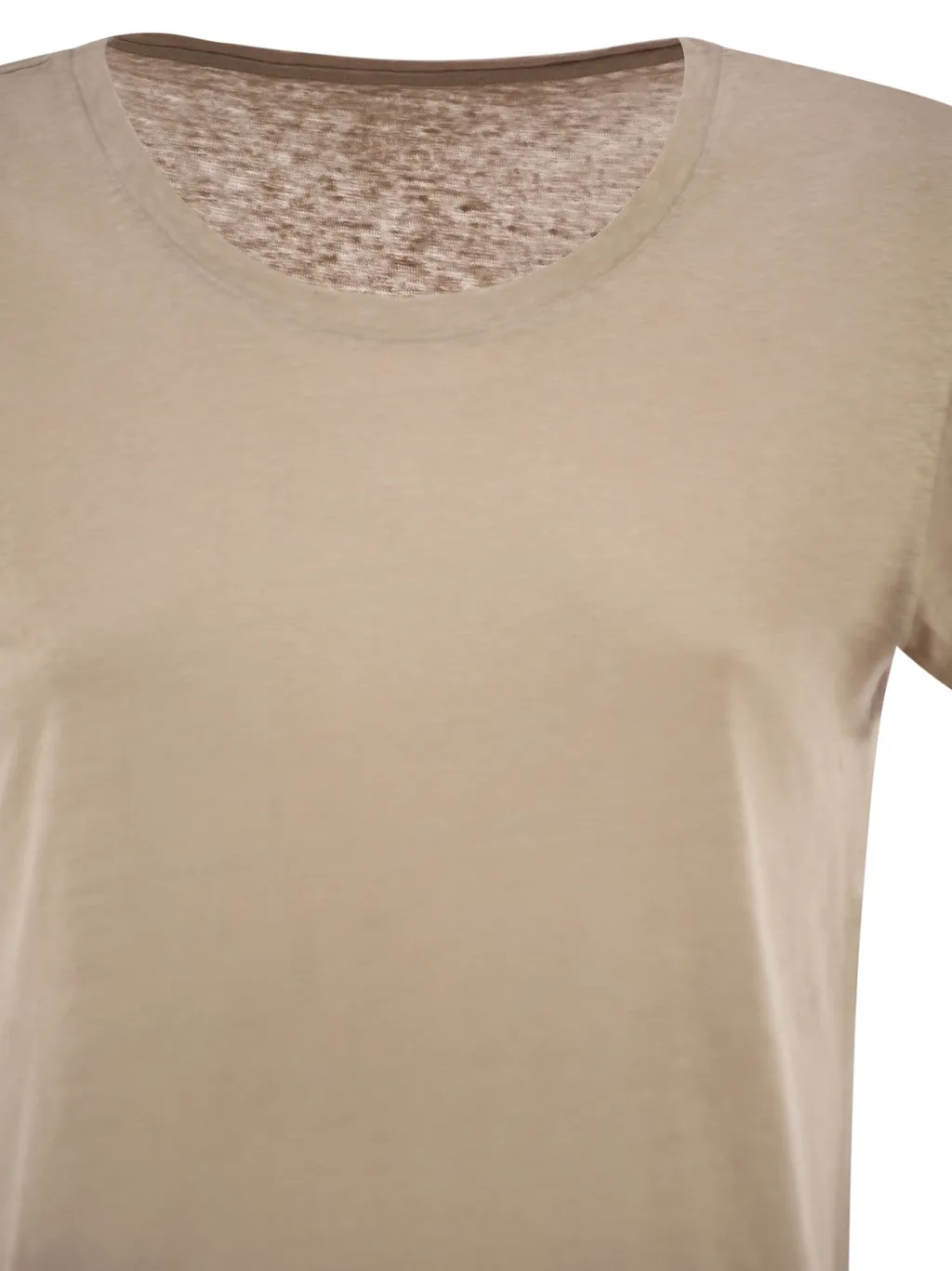 Majestic Stretch Linen T Shirt With Round Neckline