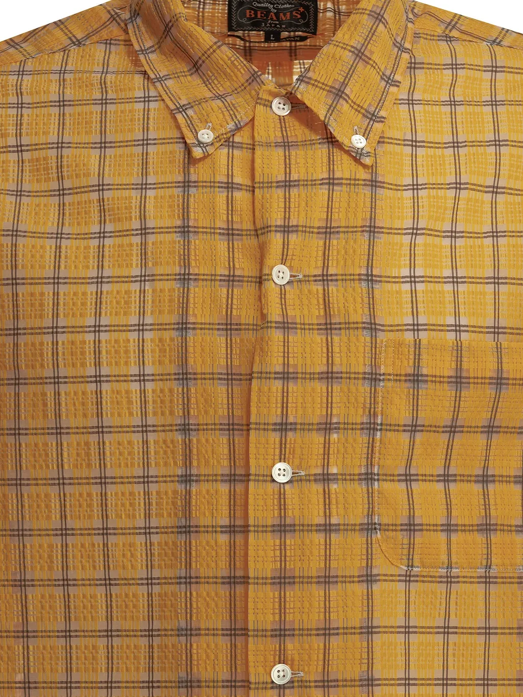 Beams Plus Casual Shirt Open Db Nylon Airy Plaid
