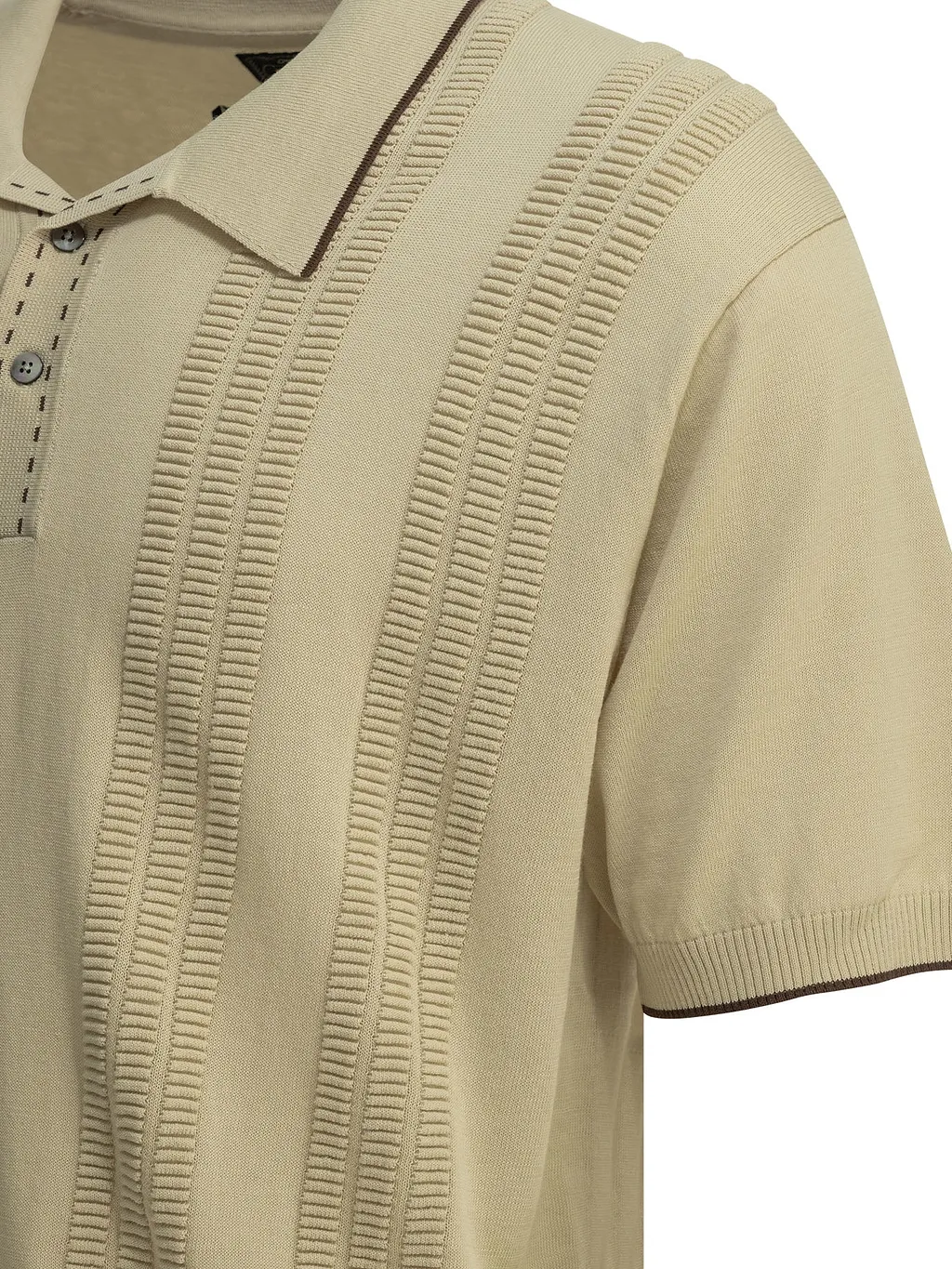 Beams Plus Textured Knit Button Down Polo Shirt