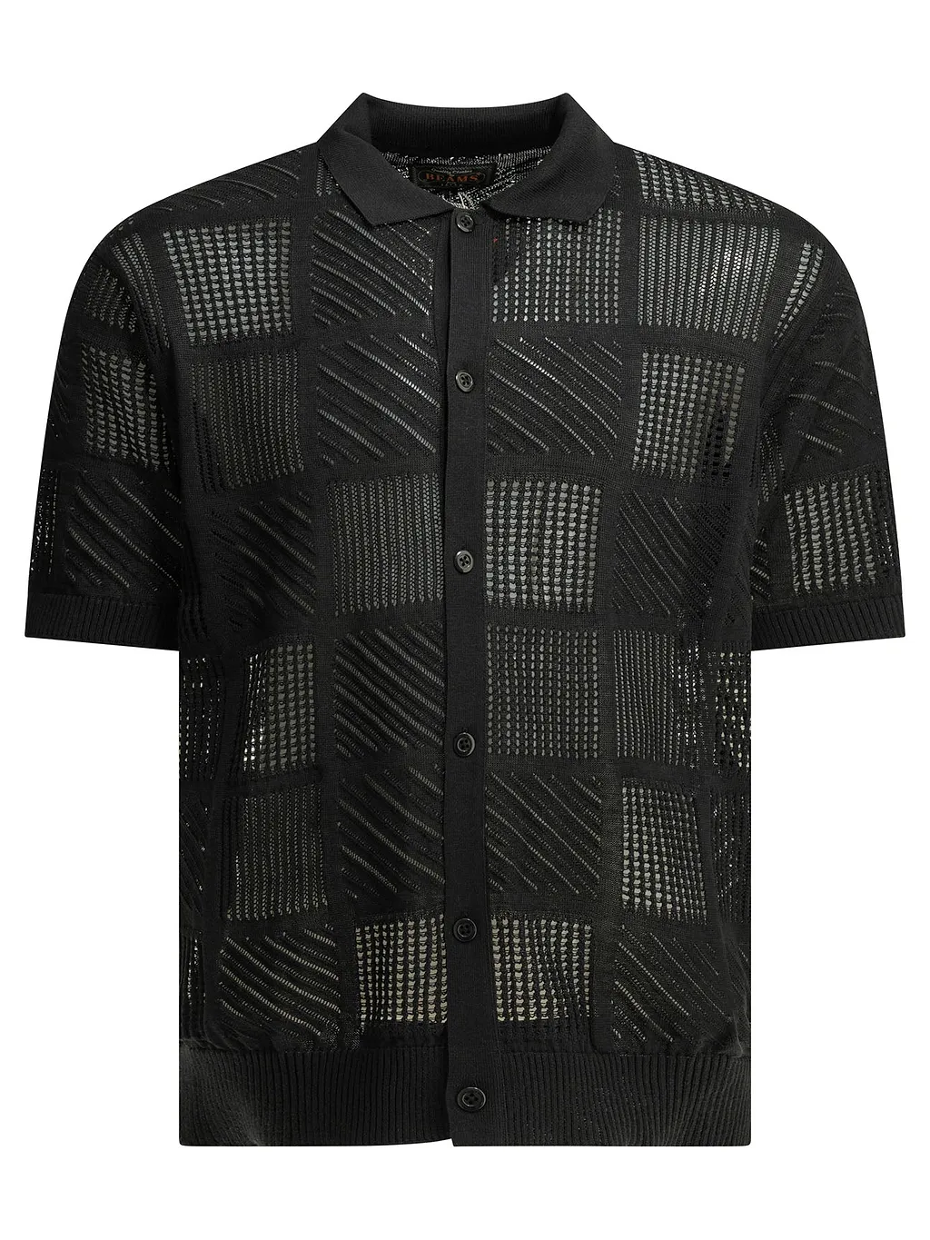 Beams Plus Textured Knit Button Down Polo Shirt