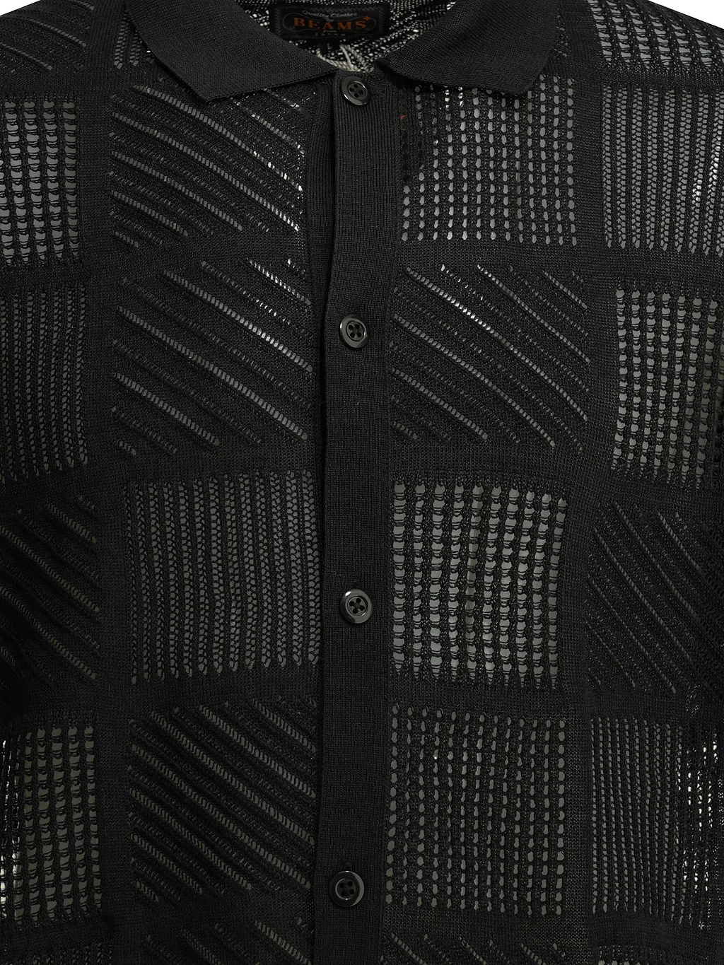 Beams Plus Textured Knit Button Down Polo Shirt
