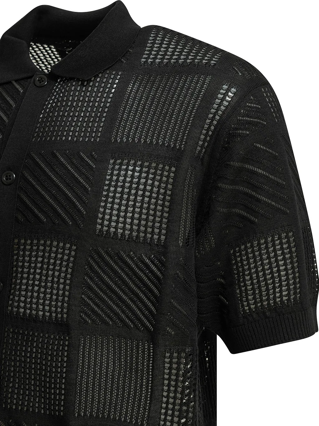 Beams Plus Textured Knit Button Down Polo Shirt