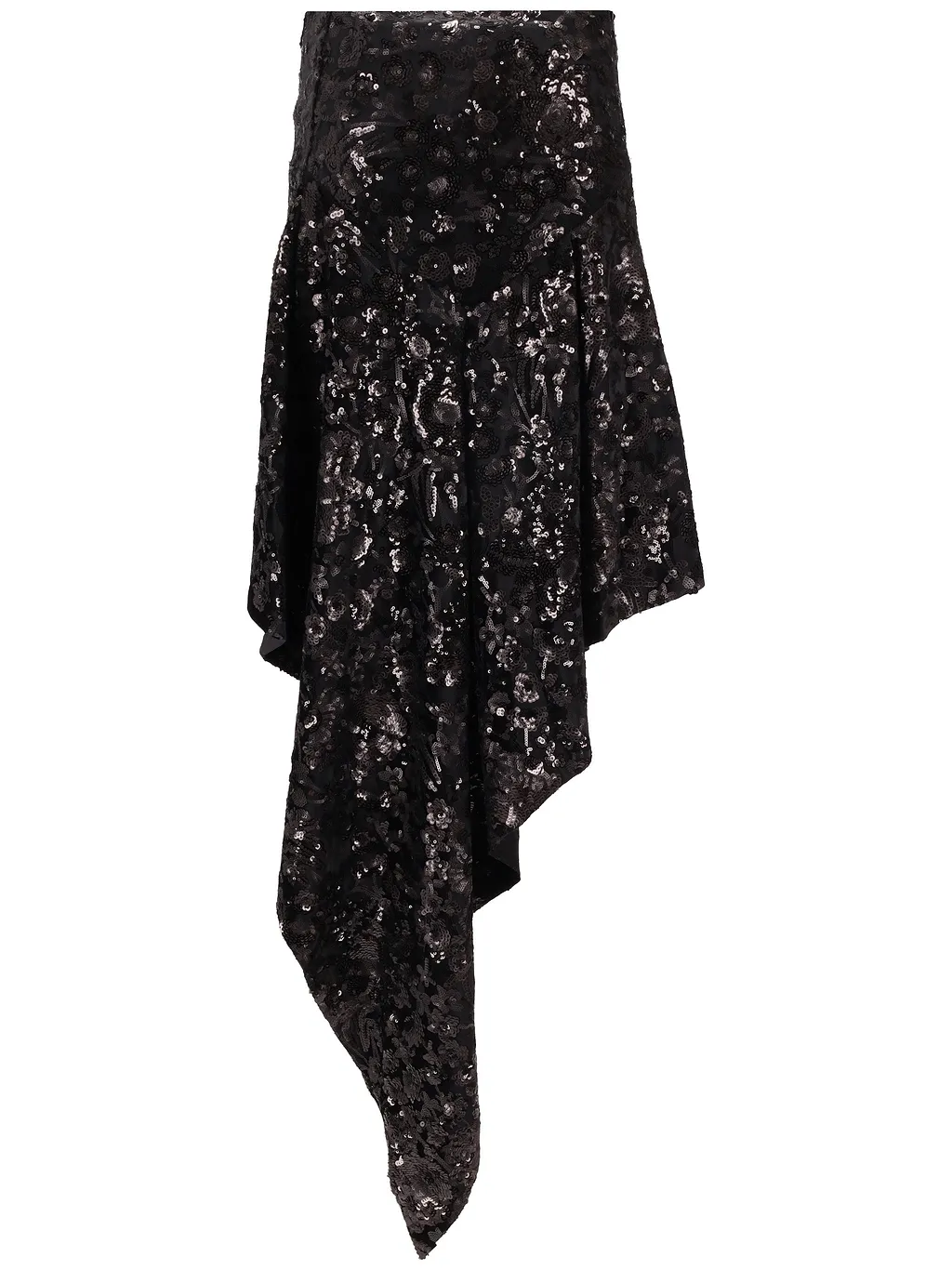 Niccolò Pasqualetti Cascata Skirt Floral Sequin Embroidered Velvet