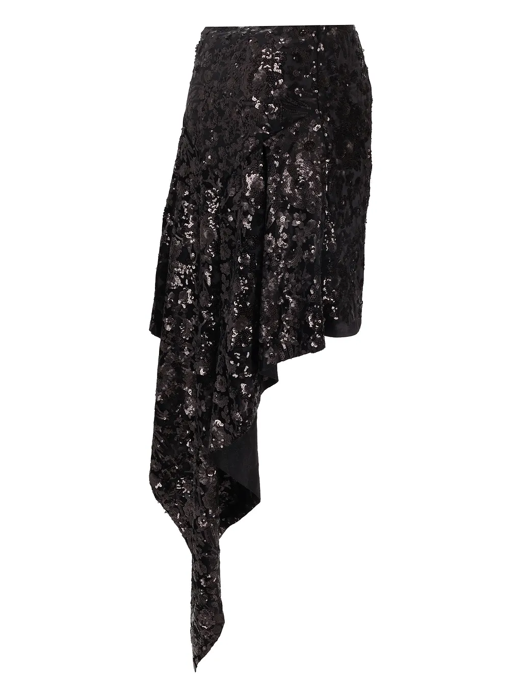 Niccolò Pasqualetti Cascata Skirt Floral Sequin Embroidered Velvet