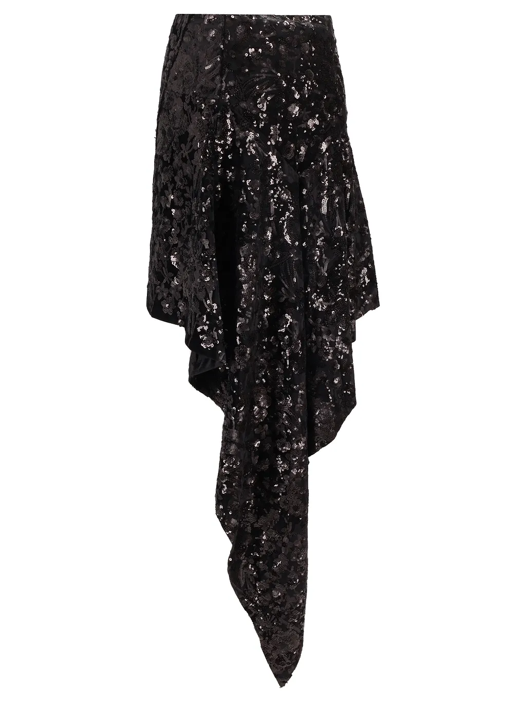 Niccolò Pasqualetti Cascata Skirt Floral Sequin Embroidered Velvet