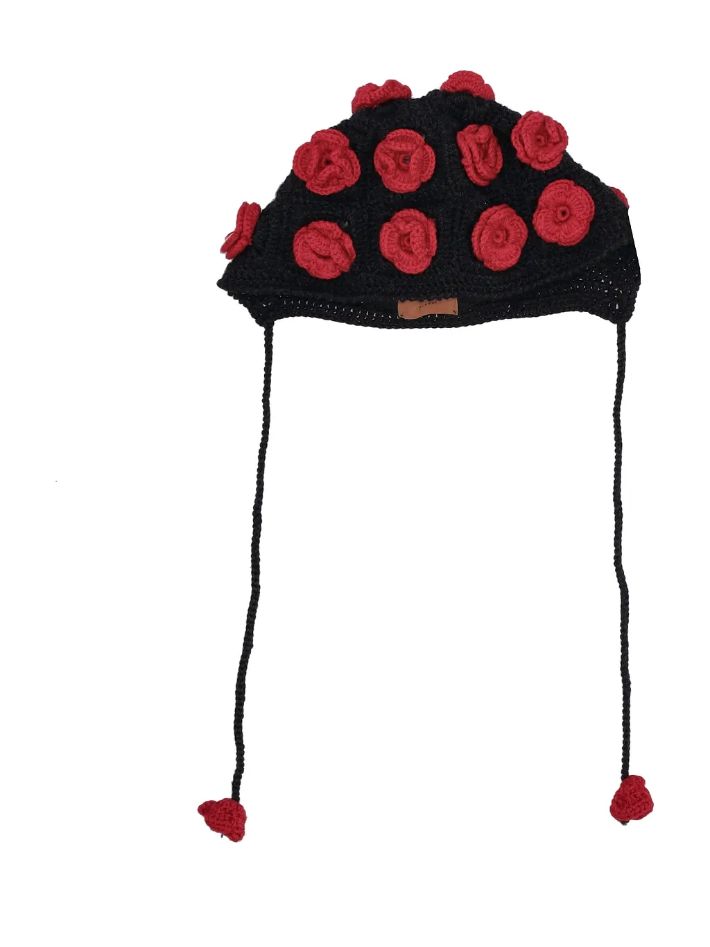 Alanui Grunge Roses Bonnet Hat Charcoal/Ruby