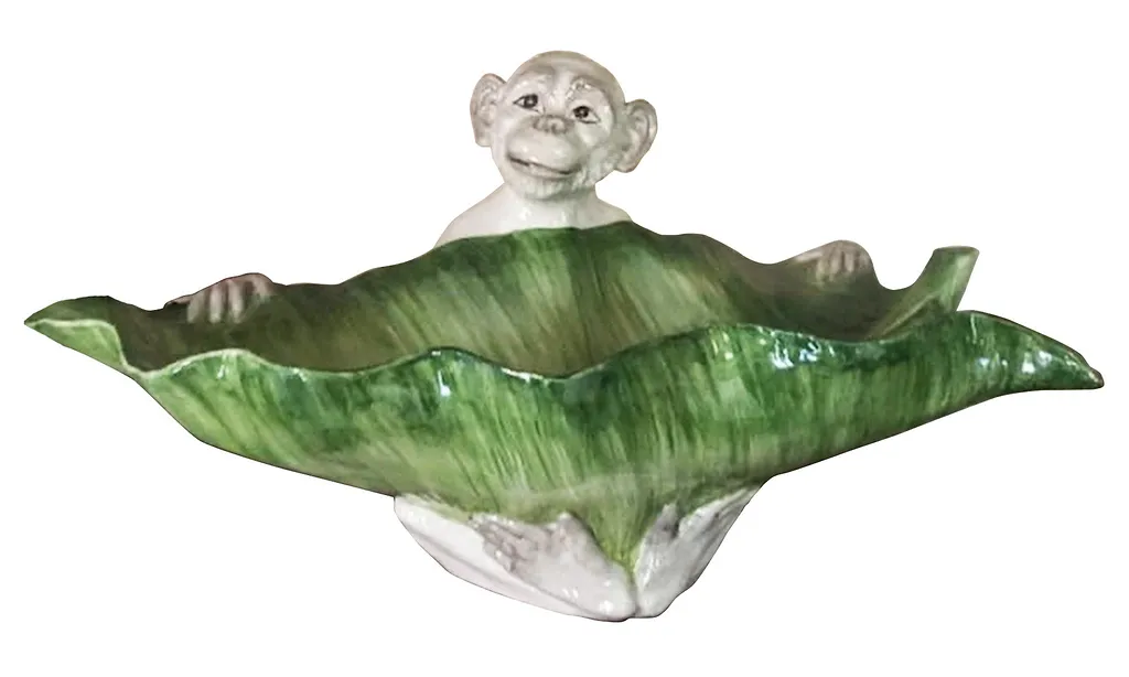Les Ottomans Ceramic Monkey Fruit Bowl Leaf