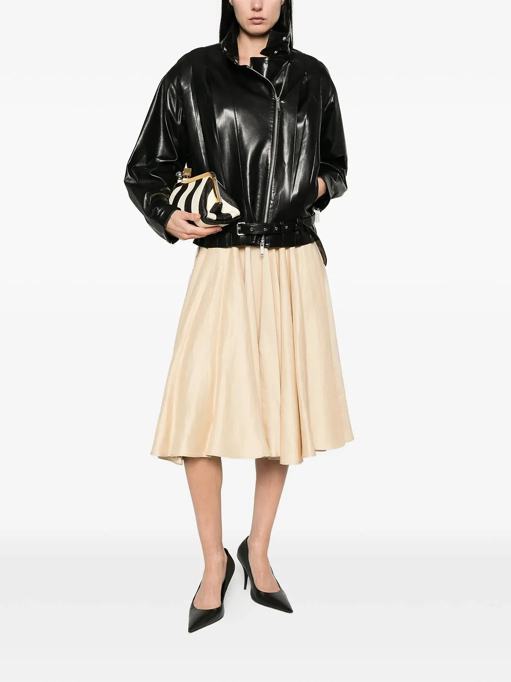Self Portrait Black Faux Leather Biker Jacket