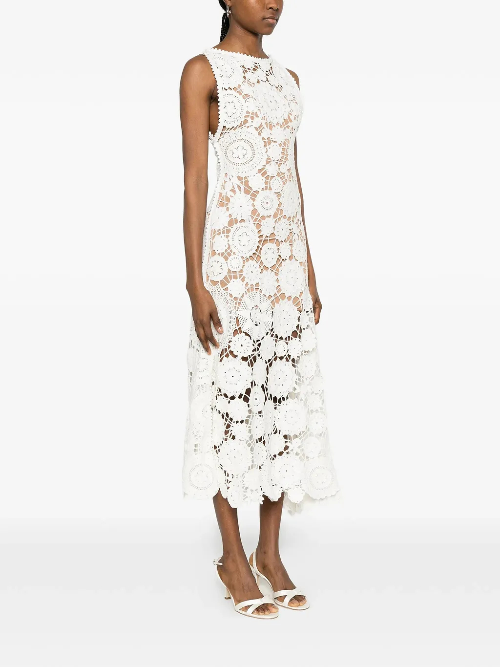 Self Portrait White Crochet Maxi Dress