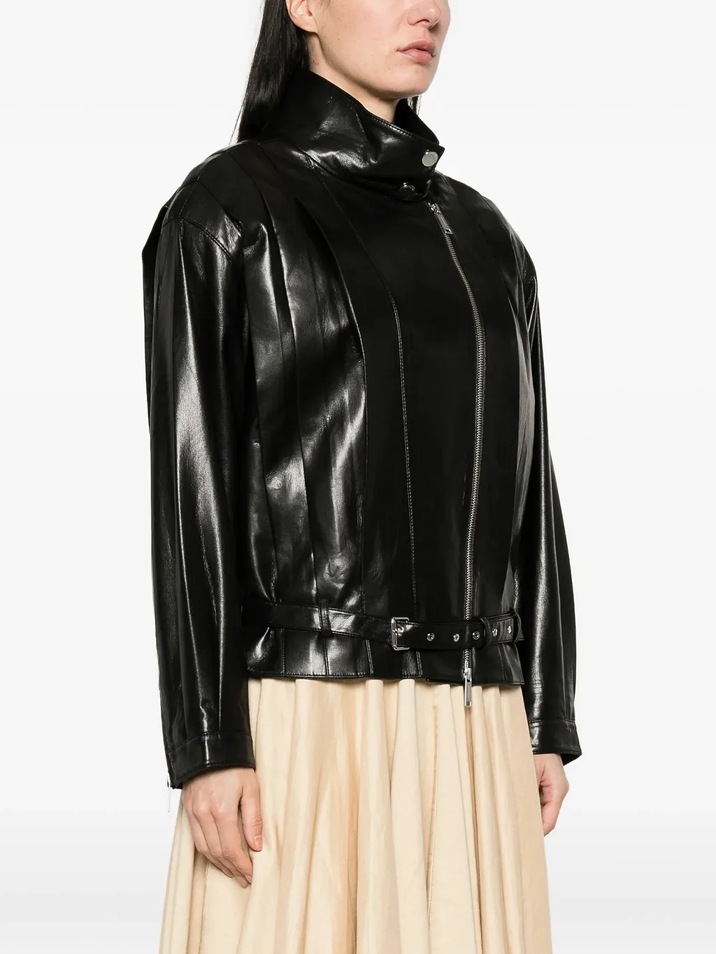 Self Portrait Black Faux Leather Biker Jacket