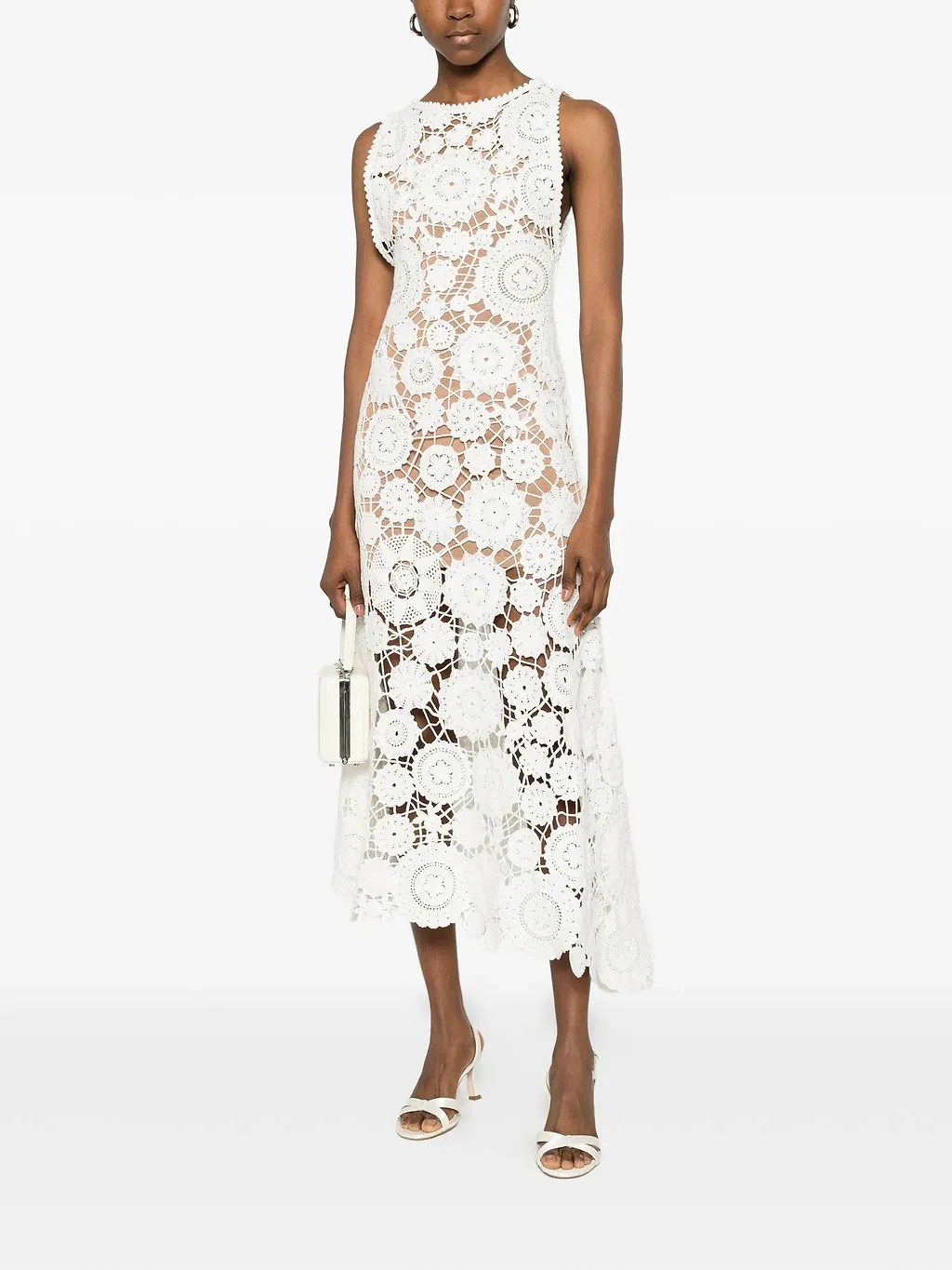 Self Portrait White Crochet Maxi Dress
