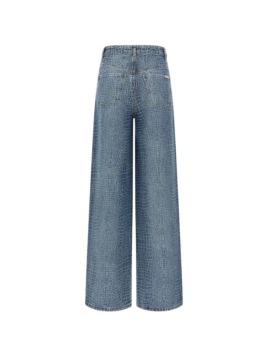Self Portrait Rhinestone Croc Effect Wide Leg Jeans